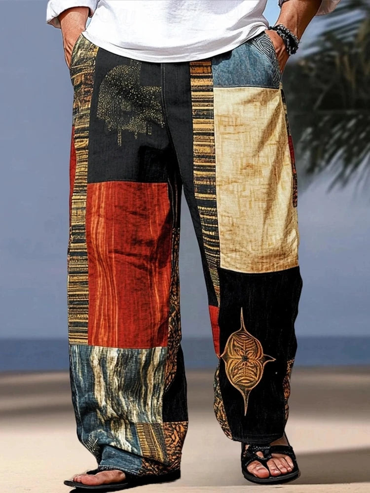 ✨ The Matrix-Vibe 3D Geometric Summer Beach Pants: Premium Quick-Dry Men's Casual Drawstring Trousers with Elastic Waist, Hyper-Realistic Optical Prints, and Full Family Sizing (Kids to Adult 5XL) CKQQQD997