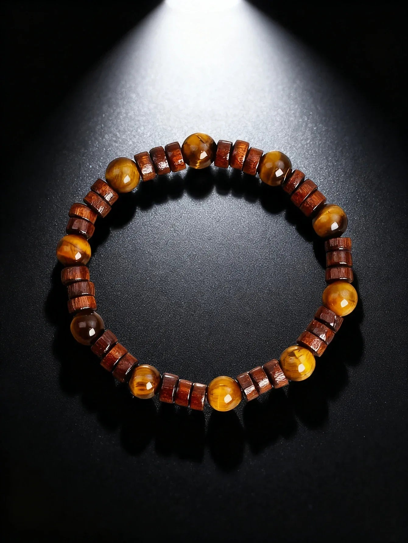 ✨ Natural Volcanic Stone Bracelet for Men – Light Blue Lava Beads & Handmade Retro Wood Beads – Vigour, Protection & Calmness Jewelry 5