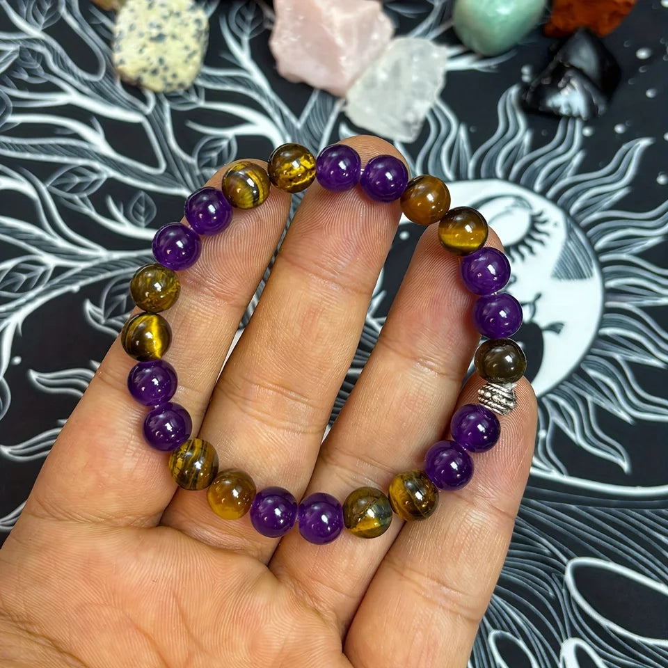 ✨ Peace of Mind Bracelet – 8mm Natural Tiger Eye Stone Handmade Beaded Jewelry – Balanced Mind Accessory