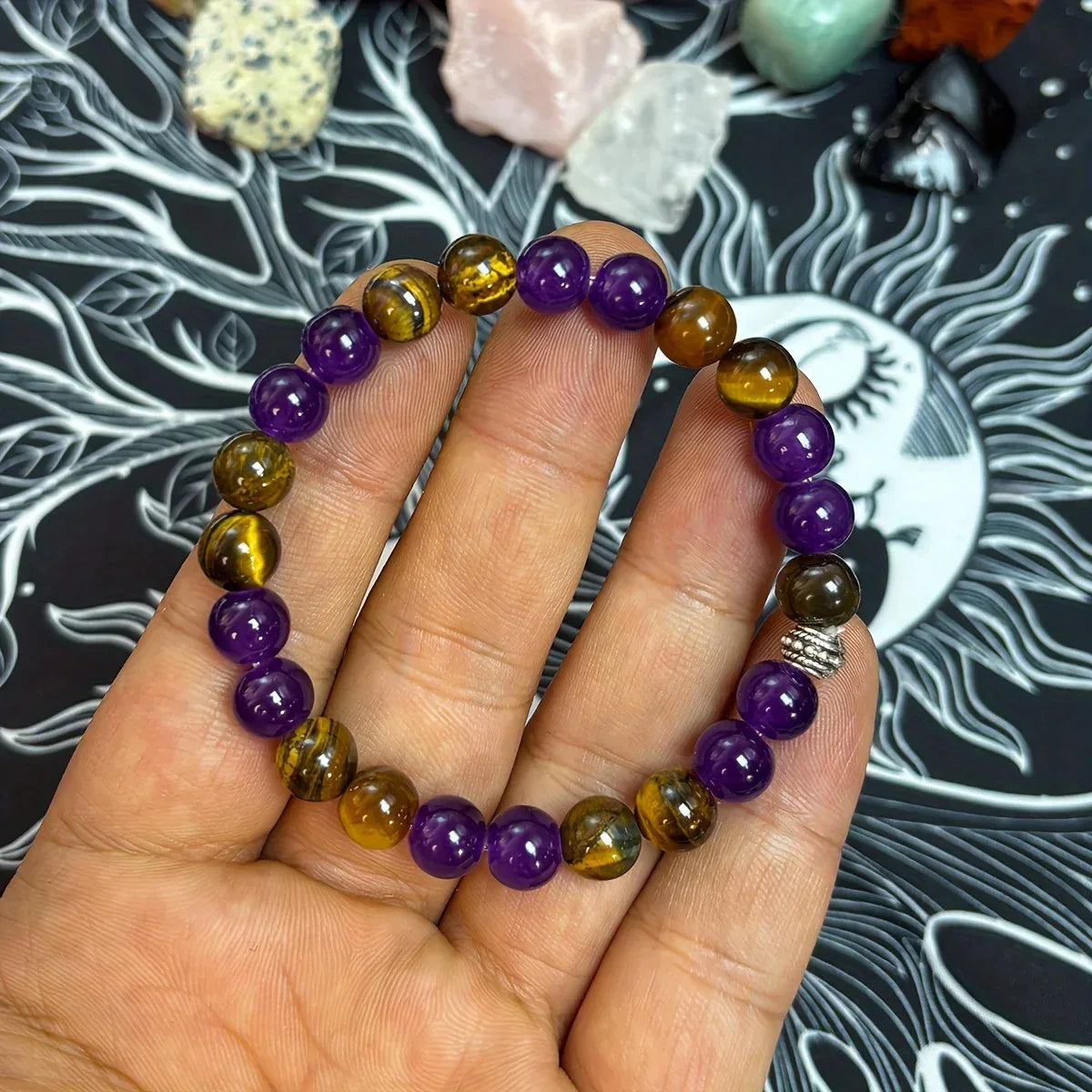 ✨ Peace of Mind Bracelet – 8mm Natural Tiger Eye Stone Handmade Beaded Jewelry – Balanced Mind Accessory