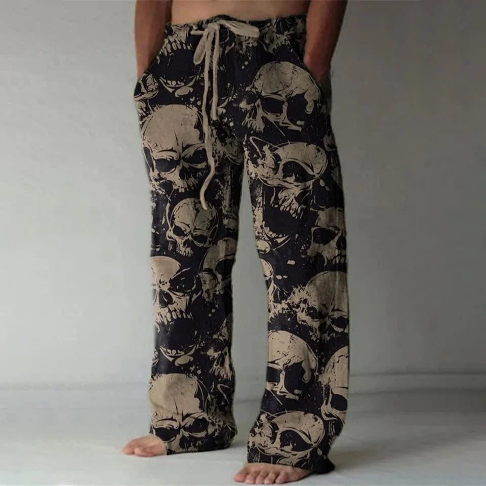 💀 The Nocturnal Skull Masterpiece: Premium Men’s 3D Printed Streetwear Trousers – High-Definition Skull Graphic, Versatile Multi-Pocket Utility, and Sophisticated Oversized Drawstring Sport-Luxe Pants