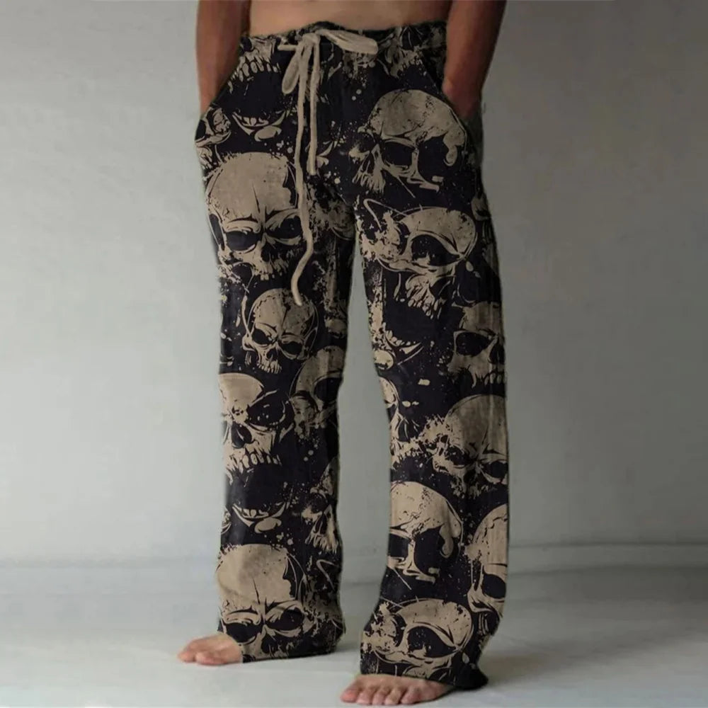 💀 The Nocturnal Skull Masterpiece: Premium Men’s 3D Printed Streetwear Trousers – High-Definition Skull Graphic, Versatile Multi-Pocket Utility, and Sophisticated Oversized Drawstring Sport-Luxe Pants CKQQQD699