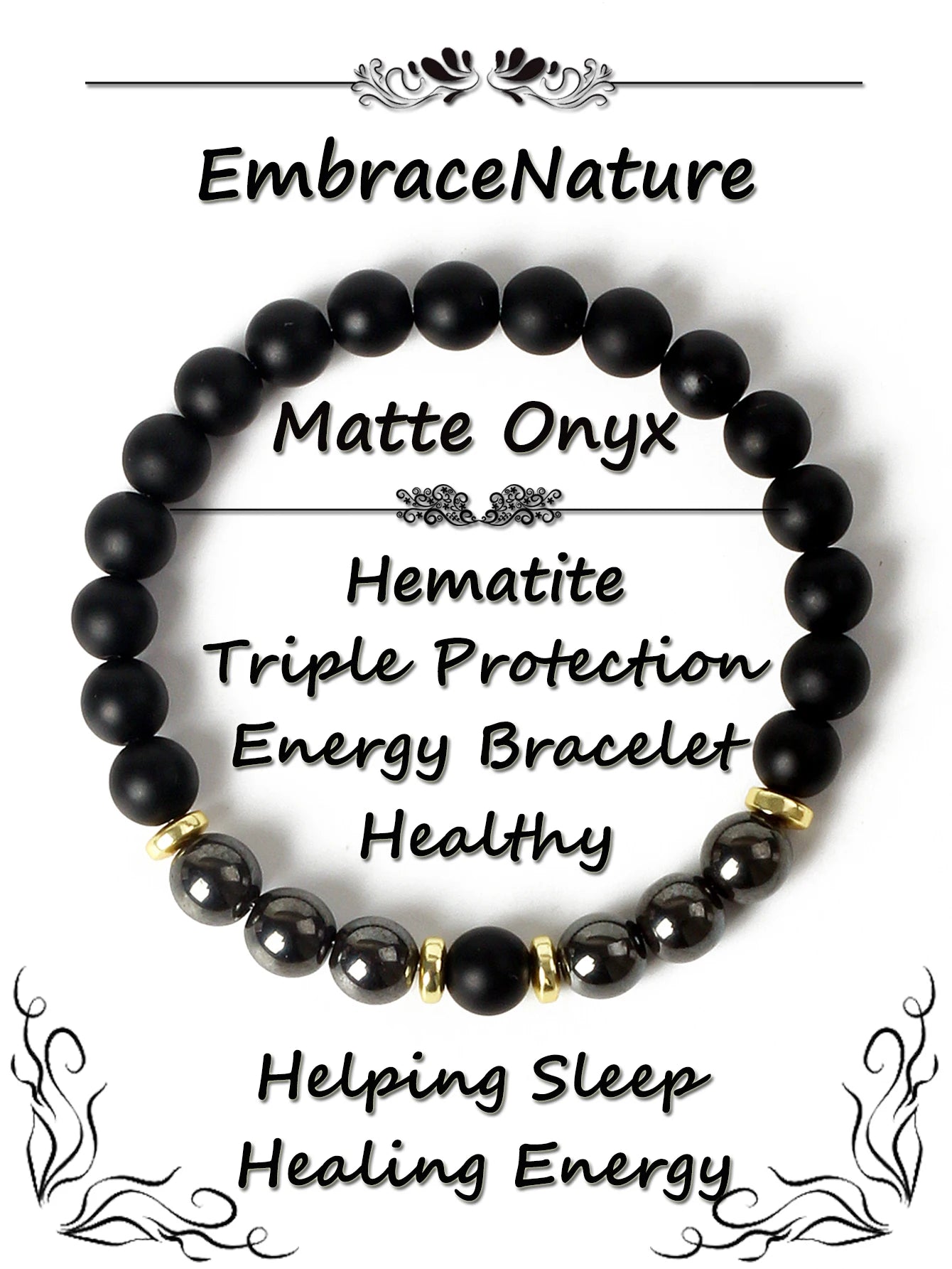 ✨ Tiger Eye & Hematite Beaded Bracelet – Courage, Protection & Grounding Energy – Natural Stone Healing Jewelry for Strength & Balance 9 Matte Onxy