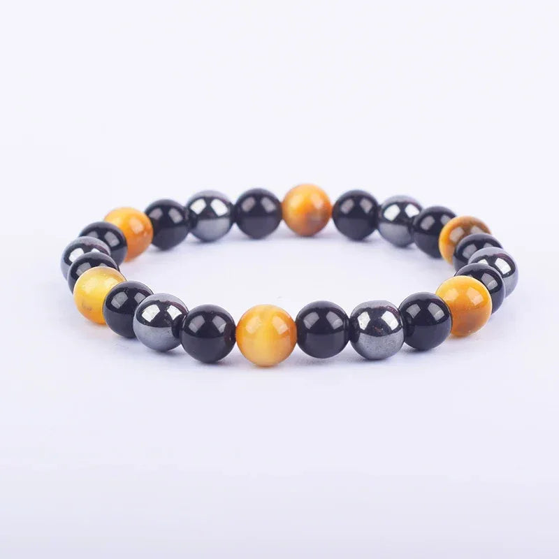 ✨ Magnetic Hematite, Tiger Eye & Obsidian Bracelet – Triple Protection Health Care Stainless Steel Bangle – Perfect Weight Loss Gift for Men & Women 2orange tiger eye