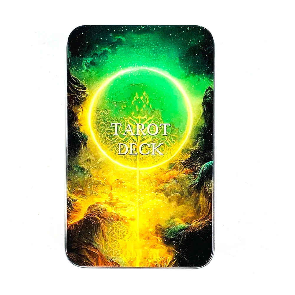 🃏 High-Quality Tarot Deck with Tin Box Packaging – 78 Cards with Gilded Edges and Paper Guidebook for Fate Divination, Party Games, and Holiday Fun