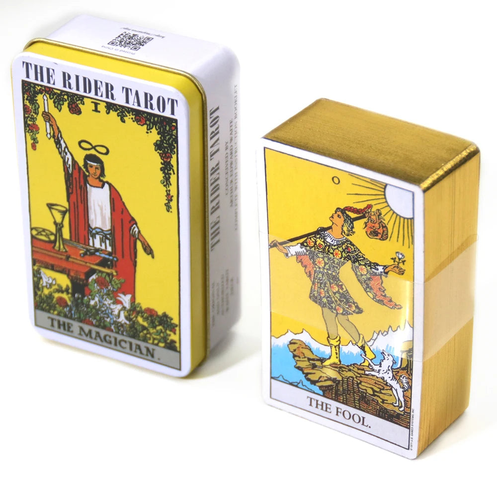 🃏 Adventure Time Tarot Cards – 78 Pcs Deck in Tin Metal Box with Gold-Plated Edges for Divination & Gifts Red