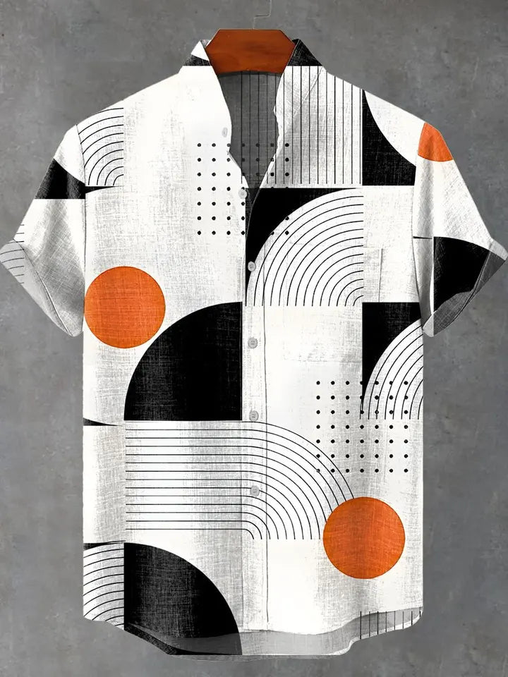 ⛩️ The Zen-Art Heritage Edition: Premium Men’s Japanese Retro Linen Shirt – High-Definition Artistic Graphic Print, Breathable Organic Cotton-Linen Blend, and Sophisticated Luxury Button-Down