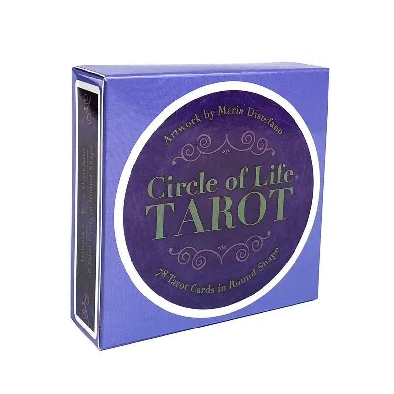 🔄 Circle of Life Tarot Deck – 78 Round Tarot Cards (12 cm) with PDF Guidebook | Connect with Life’s Cycles & Spiritual Wisdom WHITE