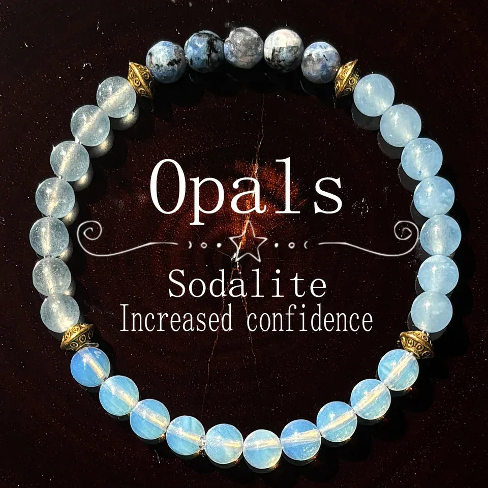 🗣️ The "True Self" Confidence Bracelet: Opal & Sodalite for Courage & Expression (6mm)