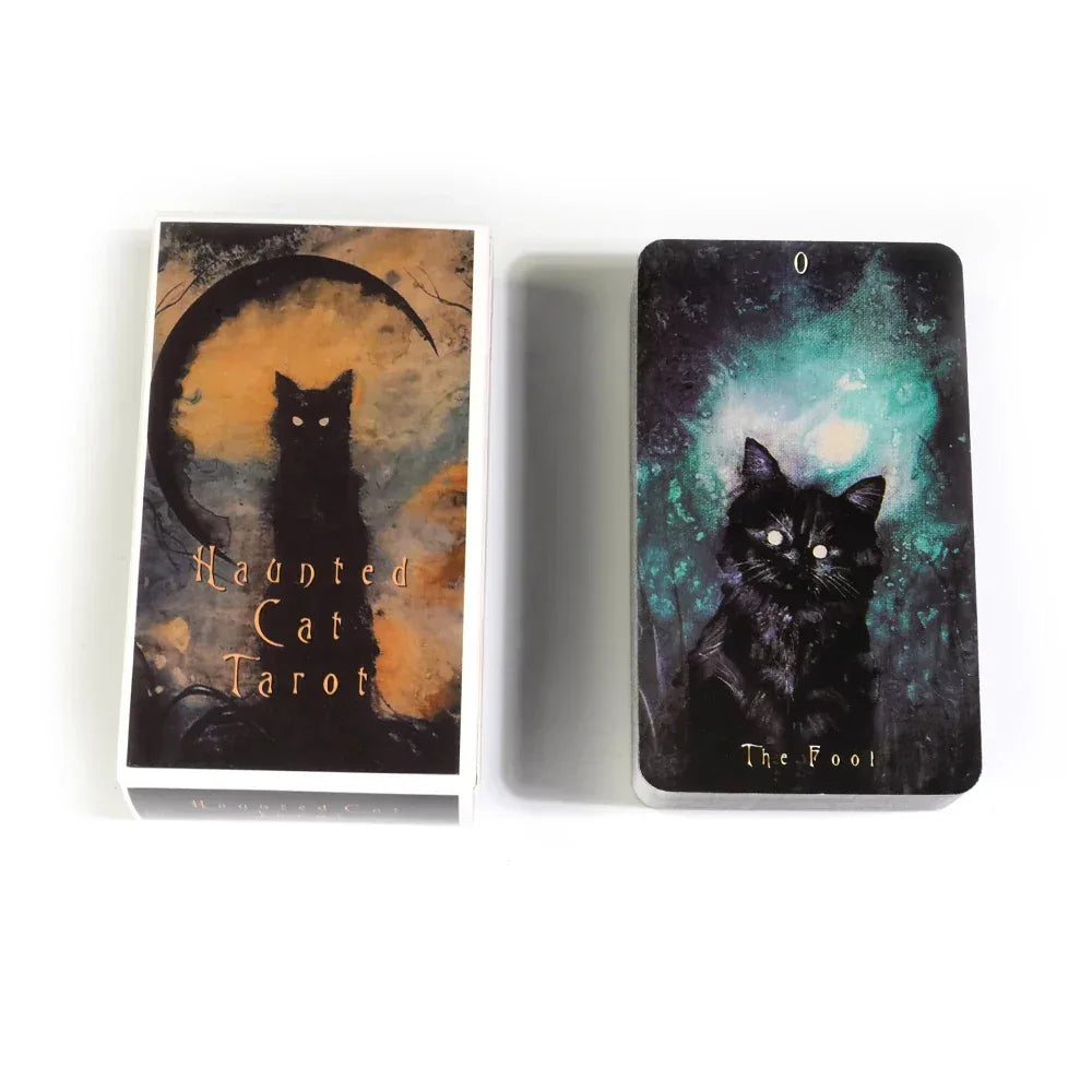 Haunted Cat Tarot Deck – 78-Card Deck with Surreal Fantasy Feline Art for Family Board Games and Parties