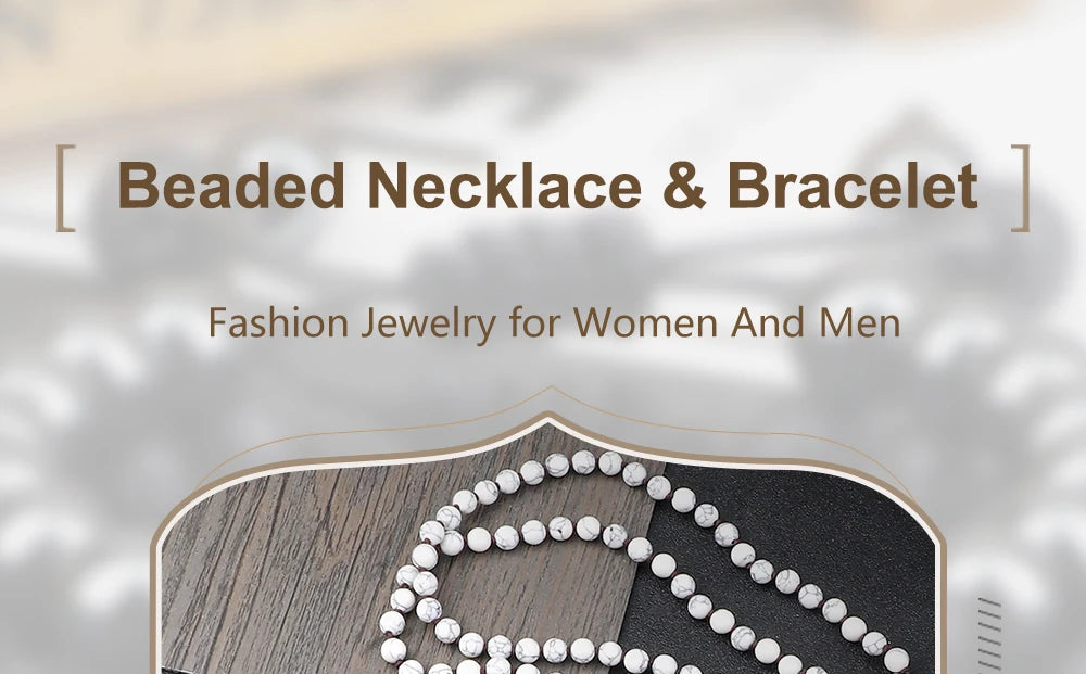 📿 108 Bead Howlite Japamala & 7 Chakra Bracelet Set: 6mm Hand-Knotted Mala Necklace – Calming Stone for Yoga Meditation & Anxiety Relief