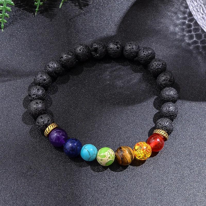 🌋 8mm Black Lava Stone & 7 Chakra Healing Mala Necklace (108 Beads) – Aromatherapy Diffuser, Meditation Prayer Beads & Yoga Japamala Rosary Set