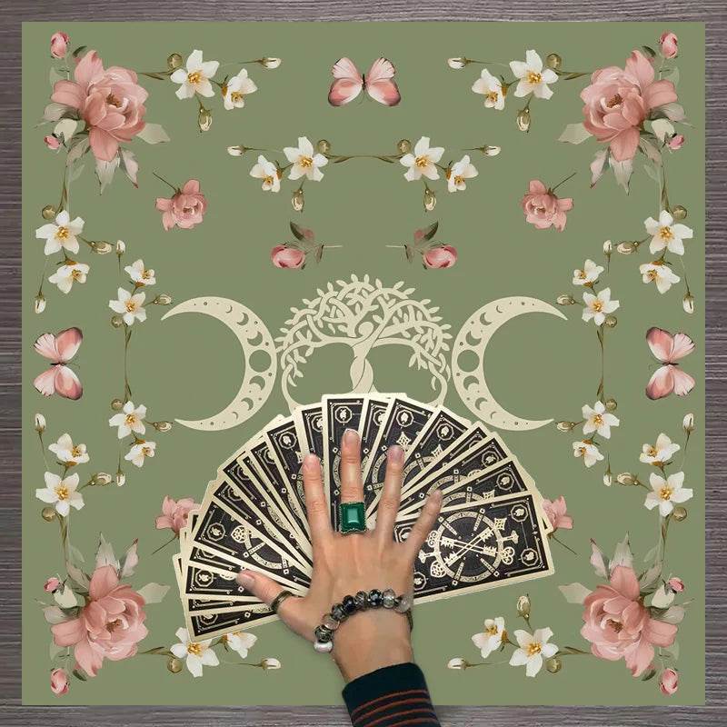 Moon Phase Tarot Card Tablecloth - Gold for Spiritual Readings and Rituals