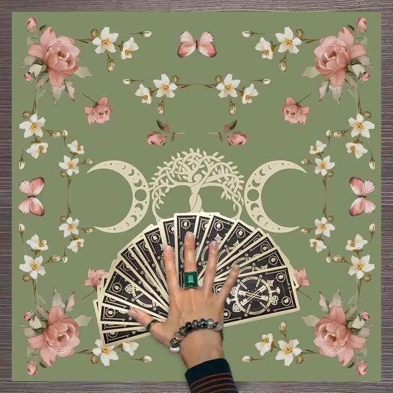 Moon Phase Tarot Card Tablecloth - Gold for Spiritual Readings and Rituals