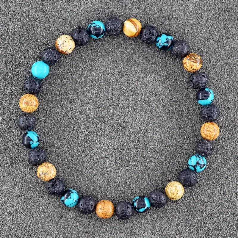 ✨ Natural African Pine Stone Beaded Bracelet – Authentic Picture Stone Bohemian Bangle for Men & Women – Volcanic Elastic Jewelry, Perfect Friendship Gift 27