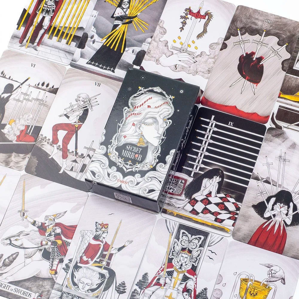 Secret Mirror Tarot – 80-Card English Divination Deck for Family Gatherings, Board Games, and Spiritual Exploration (12x7 cm)