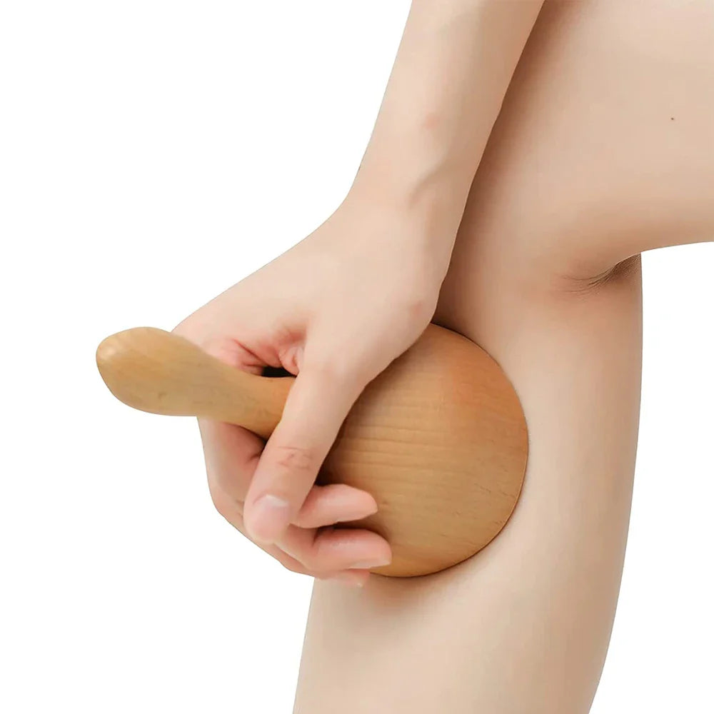 Wooden Handheld Massage Cup – Swedish Wood Therapy Cup for Lymphatic Drainage, Body Sculpting & Anti-Cellulite Gua Sha﻿