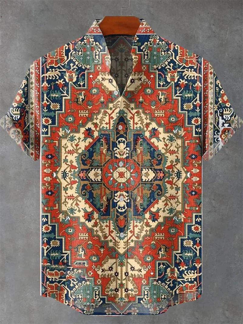 🏝️ The Tropical Horizon 3D Masterpiece: Premium Men's Cotton-Linen Blend Hawaiian Shirt – High-Definition Artistic Print, Breathable Short-Sleeve Button-Up, and Sophisticated Resort Silhouette SFQQQD396