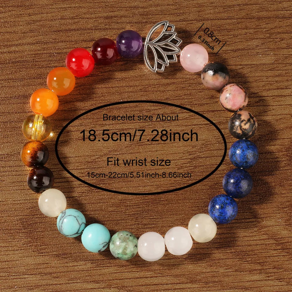 ✨ 7 Chakra Yoga Bracelet for Women – Colorful Summer Beads Bangles Featuring Tiger’s Eye, Lapis Lazuli & Natural Stones – Pulseras Para Mujer