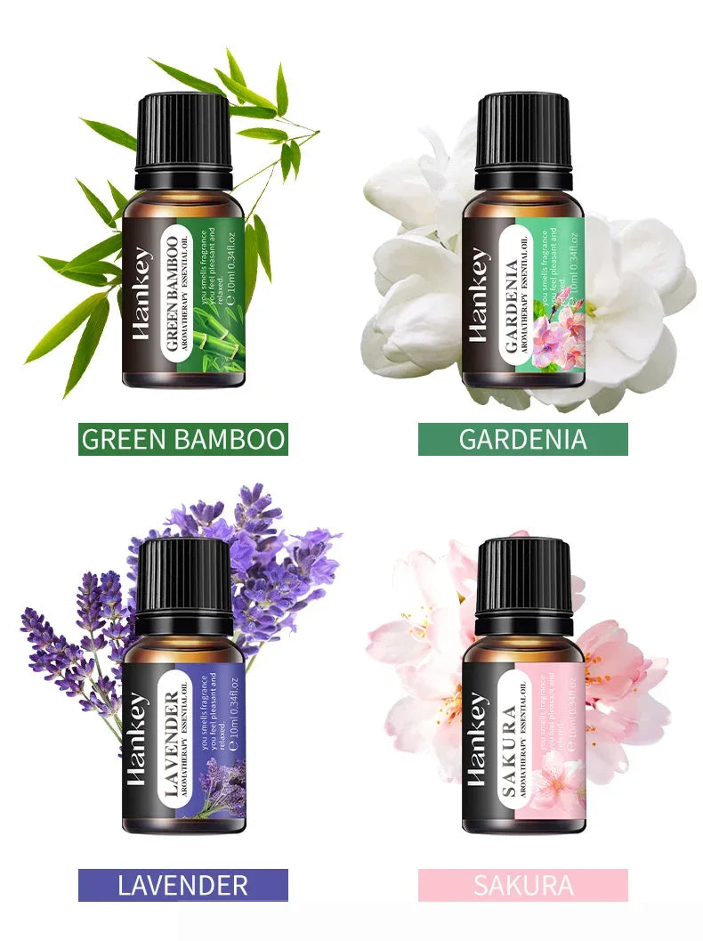 🌿 10ml Essential Oil Gift Box – Water-Soluble Natural Oils for Diffusers & Humidifiers: Lavender, Rose, Eucalyptus, White Peach, Oolong