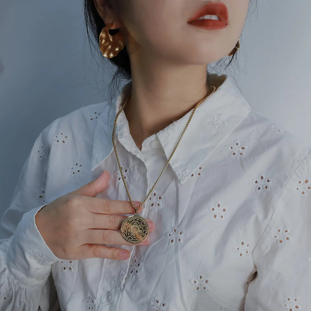 🛡️✨ Supreme 7 Archangels Protection Seal Pendant – Stainless Steel Necklace for Divine Shield & Spiritual Harmony