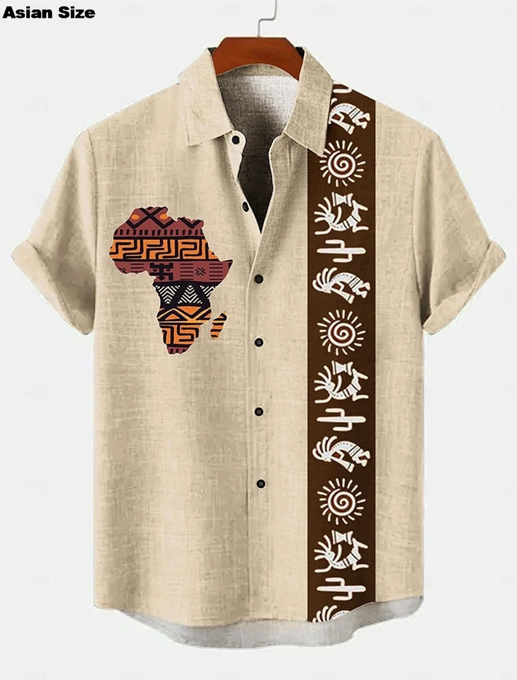 🌍 The Dashiki Street-Heritage Edition: Premium Men’s Vintage African Tribal Shirt – High-Definition Retro Dashiki Print, Breathable Urban-Luxe Fabric, and Sophisticated Short-Sleeve Streetwear Button-Down