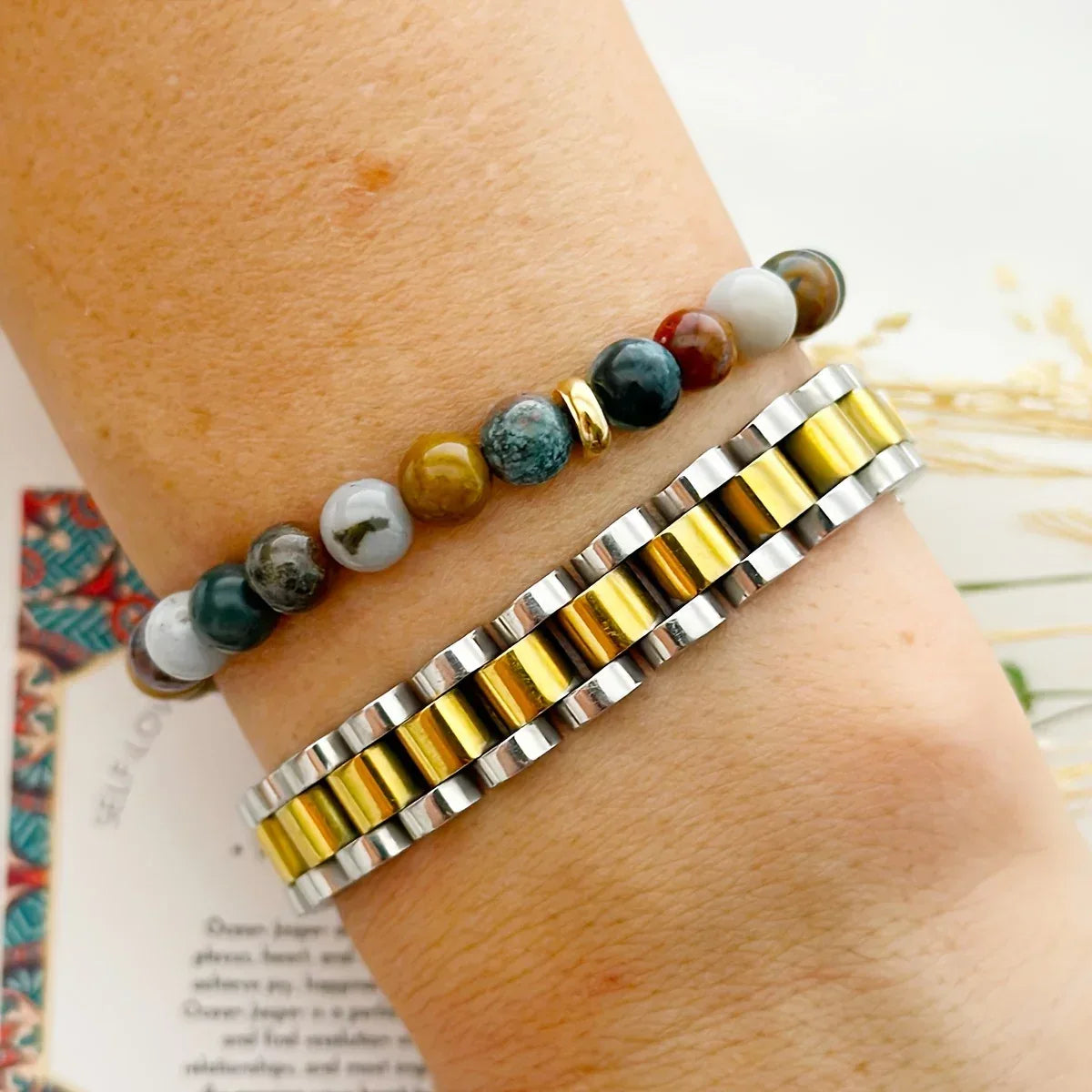 🌊 The "Happy Life" Bracelet: Handmade Ocean Jasper for Emotional Stability & Joy