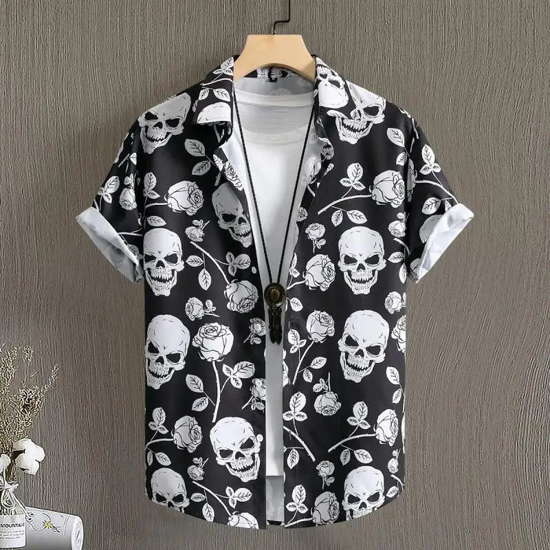 🏝️ The Harajuku-Hibiscus Y2K Masterpiece: Premium Men's Luxury Hawaiian Shirt – Retro Floral Graphic Print, Breathable Short-Sleeve Casual Top, and Signature Harajuku Oversized Silhouette CS2024AT3156