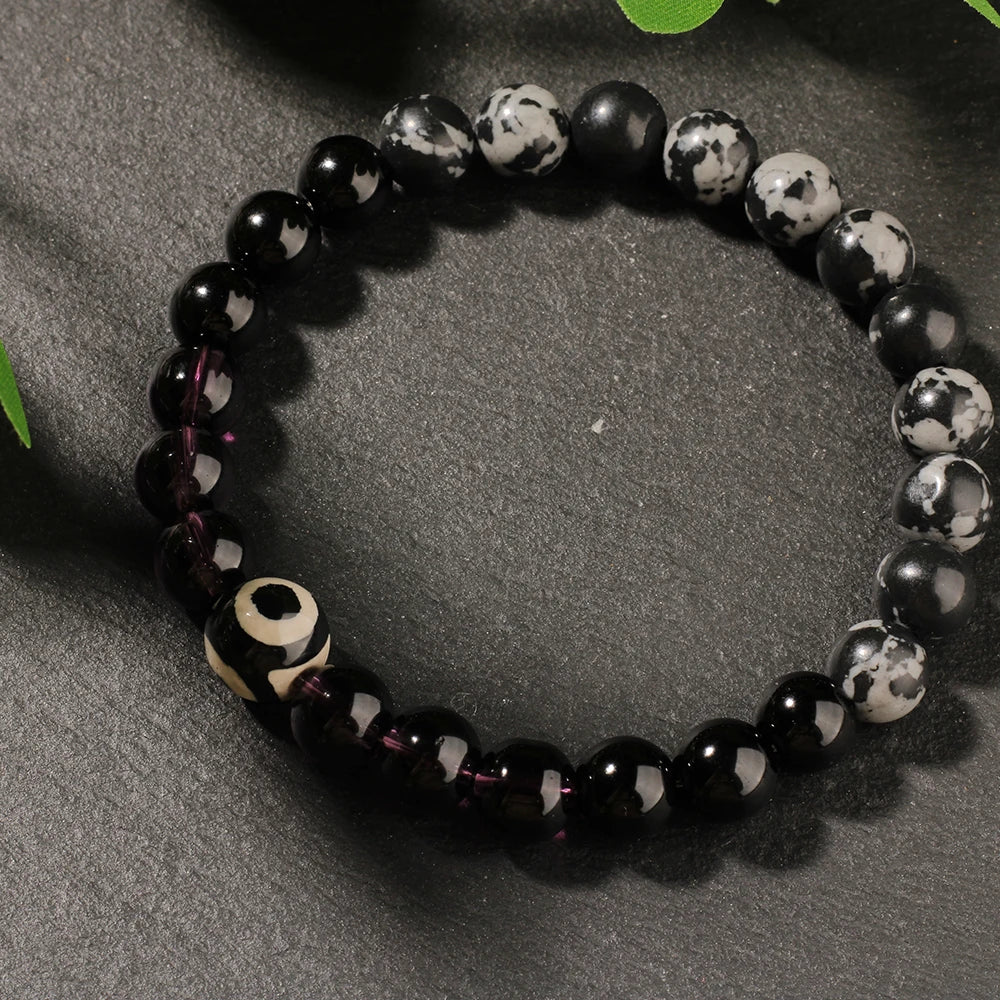 👁️ Eye Bracelets for Women – Natural Stone Beaded Bangles Cute Beach & Holiday Jewelry Purple, Black, Gray Beads Spring Summer Gift