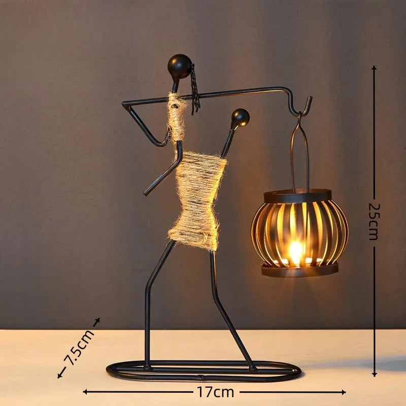 🕯️ Nordic Metal Candlestick – Abstract Character Sculpture Candle Holder | Handmade Figurines for Home Décor & Art Gifts | Free Shipping C