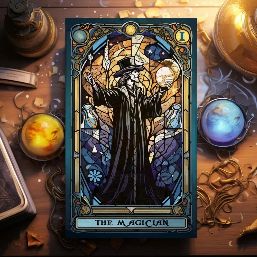 🌈 Complete Stained Glass Tarot Card Deck – 78 Cards Inspired by Rider Waite Smith | 10.3 x 6 cm Default Title