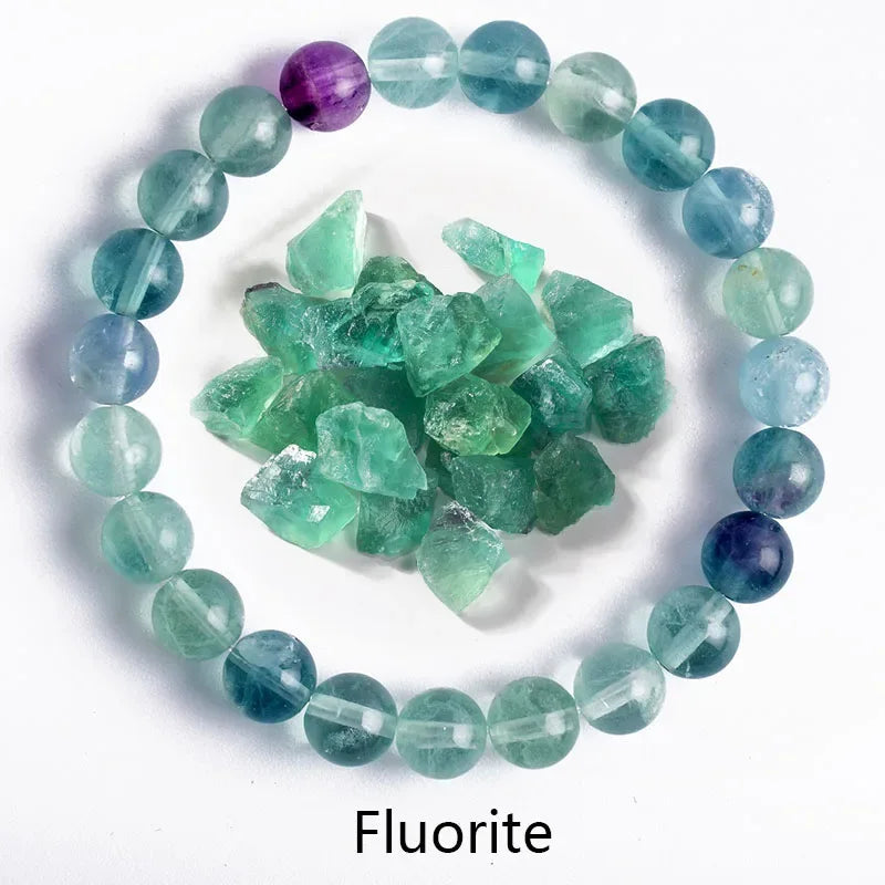 ✨ Natural Stone Protection Bracelet – Dragon Blood Beads, Quartz & Onyx Stretch Jewelry for Men & Women – Healing Reiki & Yoga Energy Bracelet 4 Fluorite