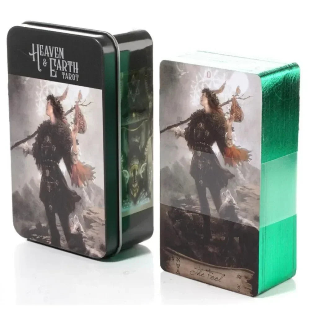 🌑 Neon Moon Tarot Deck – 78 Cards | Compact 10.3 x 6 cm | Includes Guidebook & Tin Box | Fusion of The Light Seers & Adventure Time Tarot | Family & Party Divination Game black