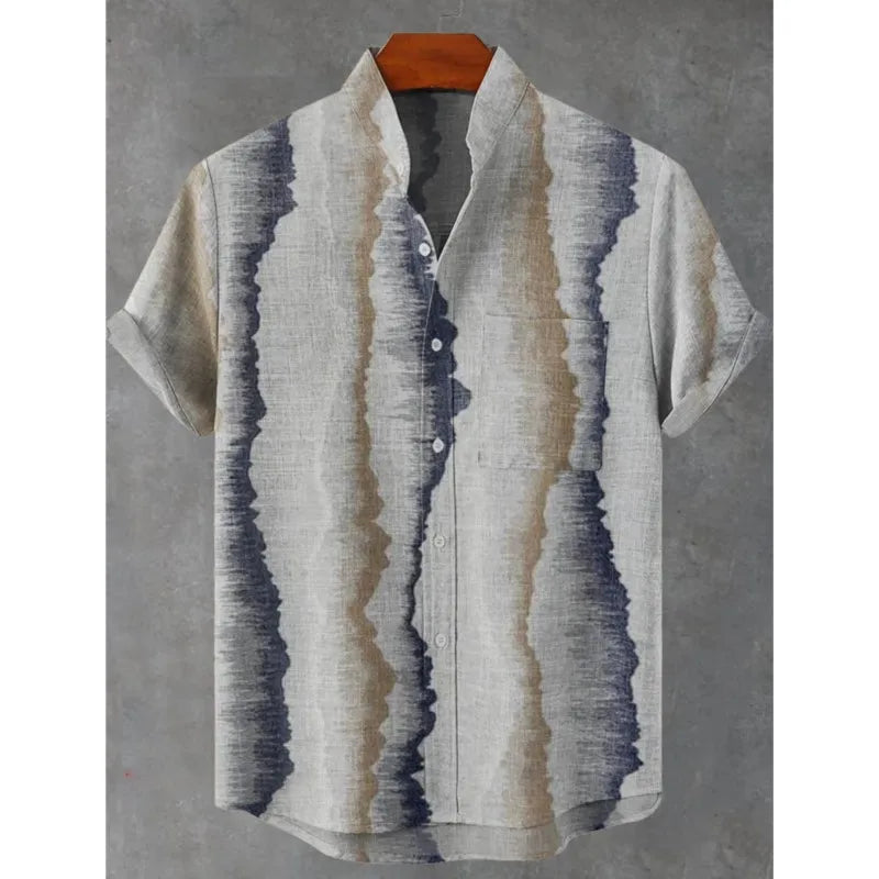 🏝️ The Tropical Horizon 3D Masterpiece: Premium Men's Cotton-Linen Blend Hawaiian Shirt – High-Definition Artistic Print, Breathable Short-Sleeve Button-Up, and Sophisticated Resort Silhouette