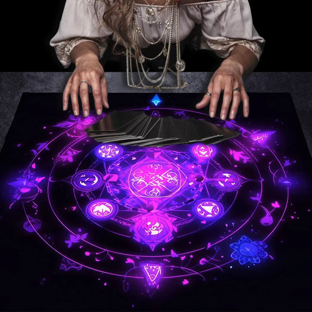 🌌Divination With Tarot Tablecloth | Cosmic Star Astrology Decorated Altar Cloth – Rune & Astrology Oracle Board Game Mat