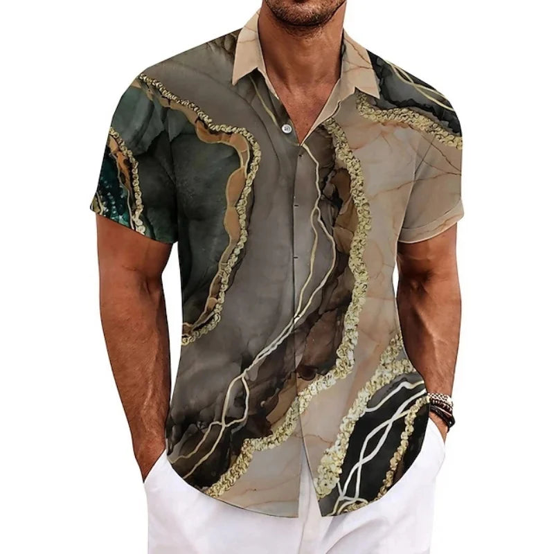 ✨ The Vintage Essence 3D Masterpiece: Premium Men's Soft-Touch Short-Sleeve Button-Up – High-Definition Retro Graphic Print, Breathable Summer Comfort Fabric, and Sophisticated Tailored Silhouette BSLTH246813054