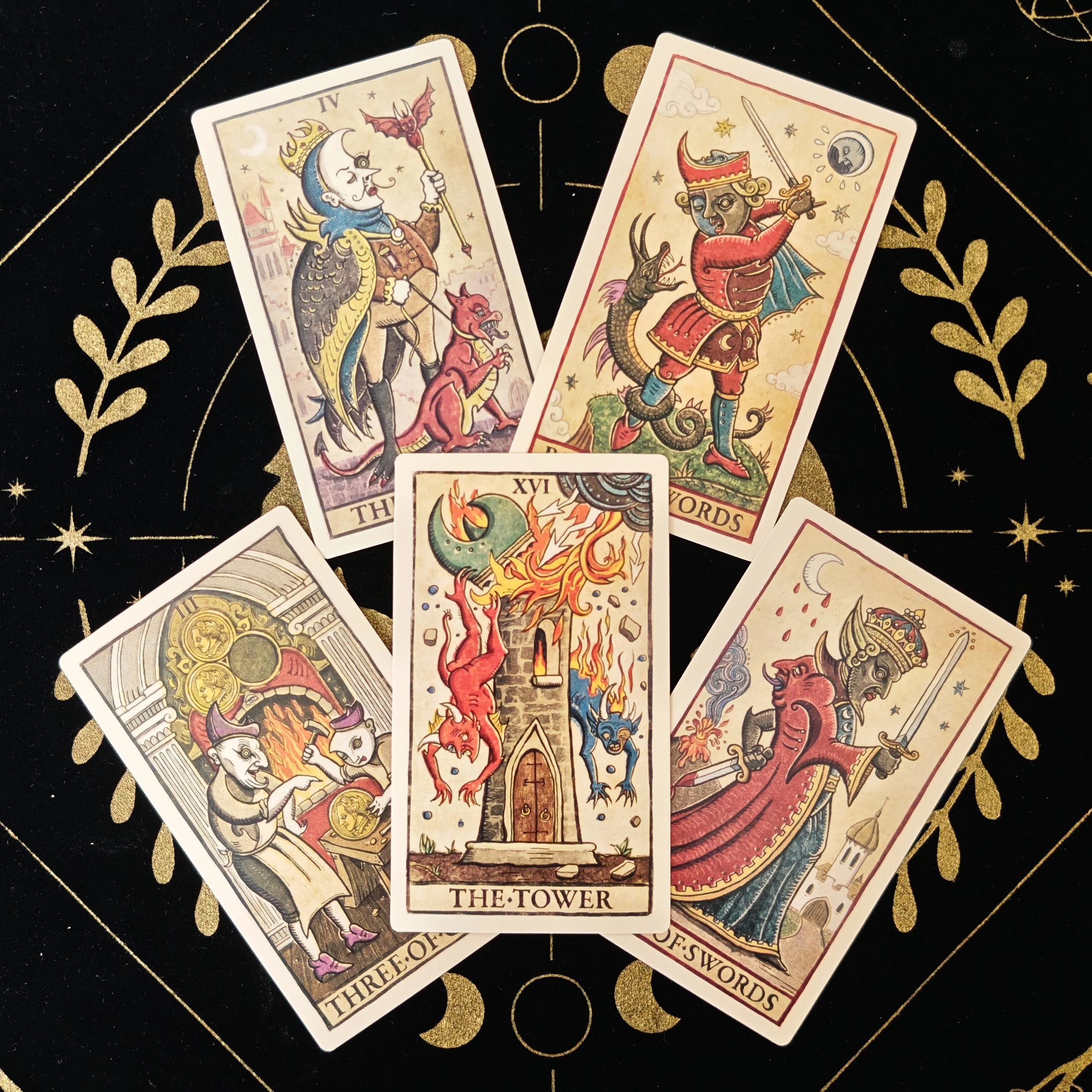 🔥12x7cm Trionfi della Luna Tarot Deck | 78-Card English Edition for Beginner-Friendly Readings