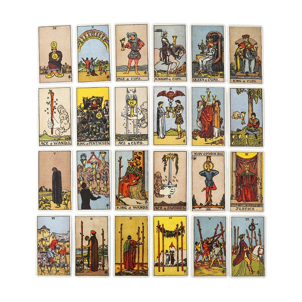 New Hot Tarot Cards – 78-Card Vintage Deck with Green-Plated Edges in Metal Tin Box (10×6 cm) & Paper Manual for Divination Board Games