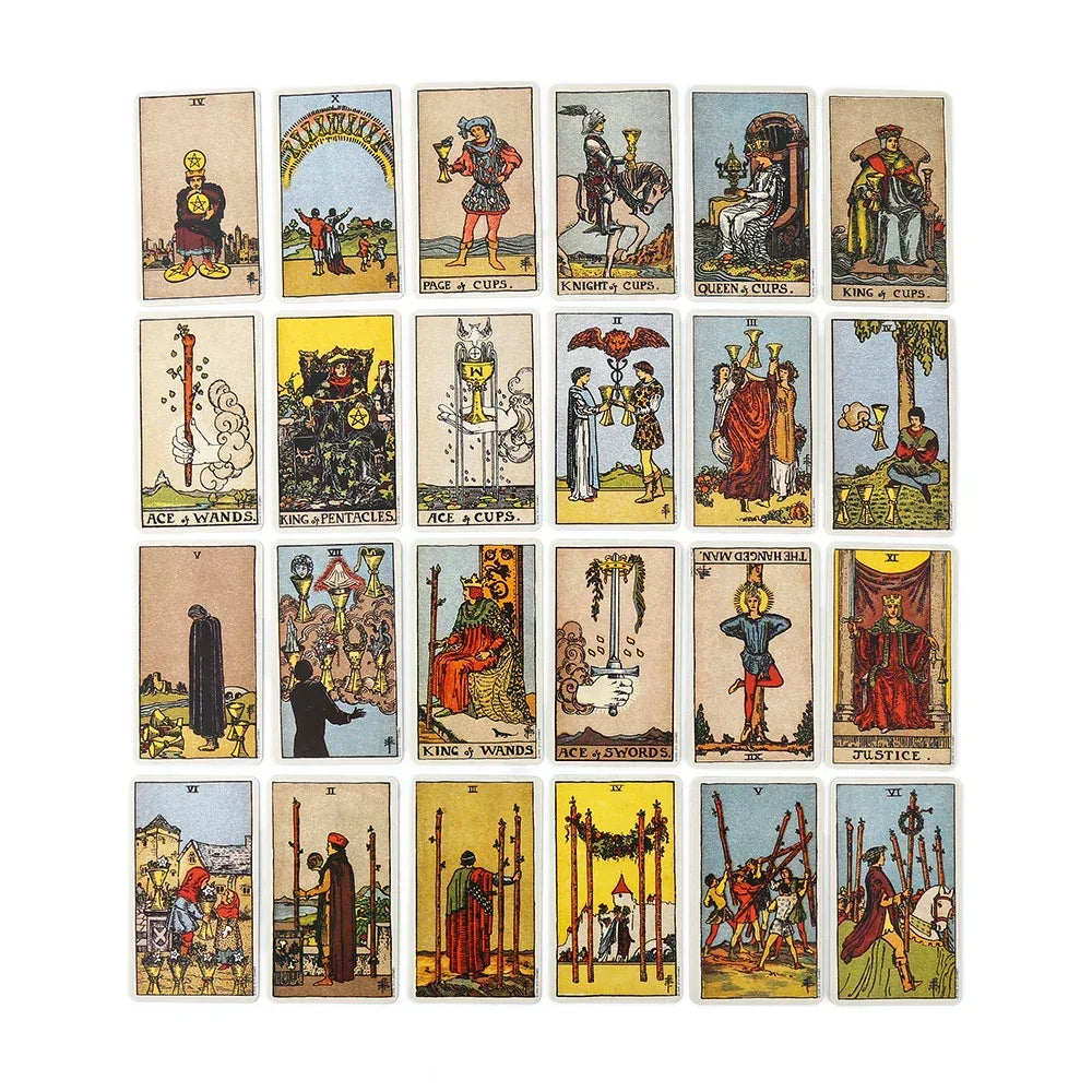 New Hot Tarot Cards – 78-Card Vintage Deck with Green-Plated Edges in Metal Tin Box (10×6 cm) & Paper Manual for Divination Board Games