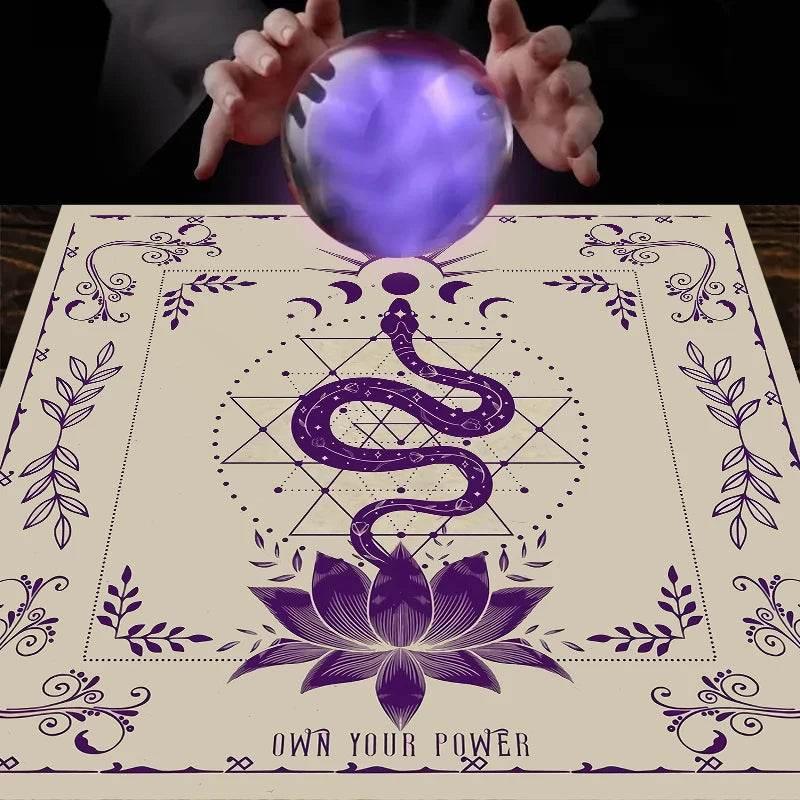Astrology Tarot Tablecloth in Black Velvet with Moon Design