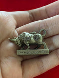 Sacred Fortune Buffalo Amulet for Abundance & Protection by Luang Pu Im, Wat Thung Na Mai Satin Alpaca