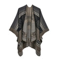 Women's Winter Poncho Wrap - Imitation Cashmere Shawl Cape & Scarf (130 x 150 cm) for Ultimate Warmth and Style One Size 1rhombic-gray camel