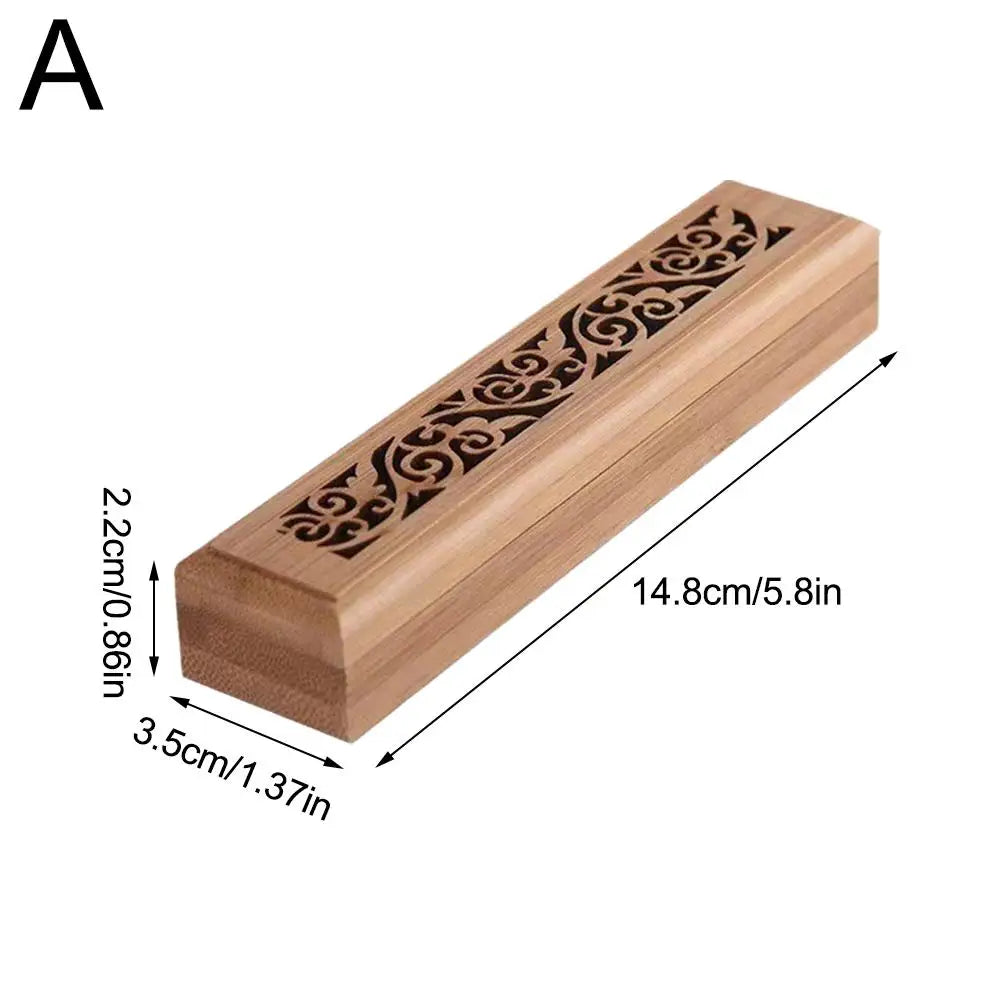 🌿 Natural Bamboo Incense Burner with Laying Plate – Aromatherapy Wooden Box for Incense Storage & Burning | Free Shipping A