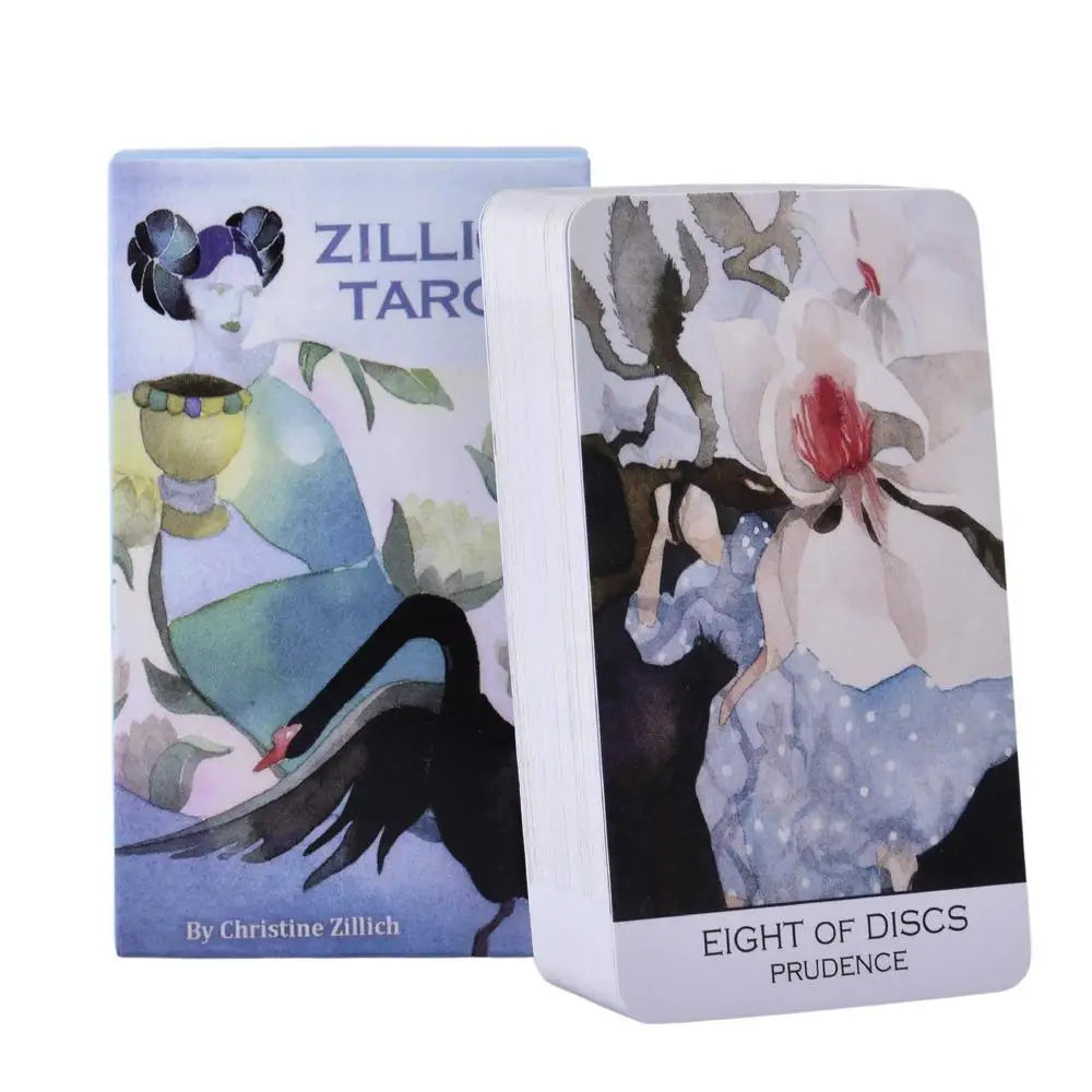 Zillich Tarot – 78-Card Deck with Guidebook in Colorful Ink Painting Style, English Edition for Divination and Board Games