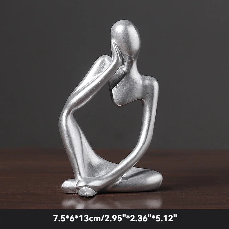 🧘‍♂️ Sand Color The Thinker Abstract Statue – Nordic Style Yoga Figurine for Living Room & Desk Decoration | Maison Home Décor | Free Shipping Silver 1