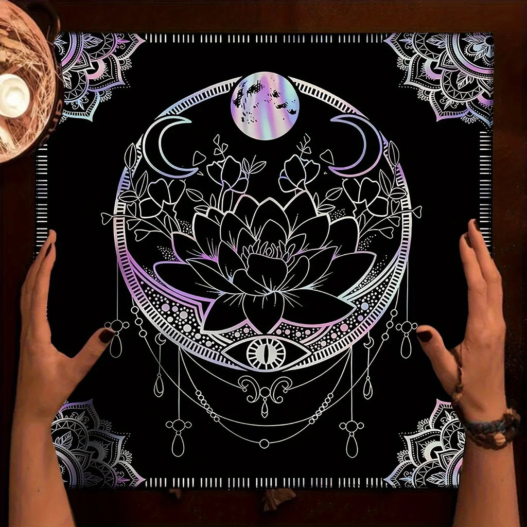 🃏 VIKAMA Mandala Tarot Tablecloth – Witchy Astrology Altar Cloth & Mystic Home Decor Table Cover