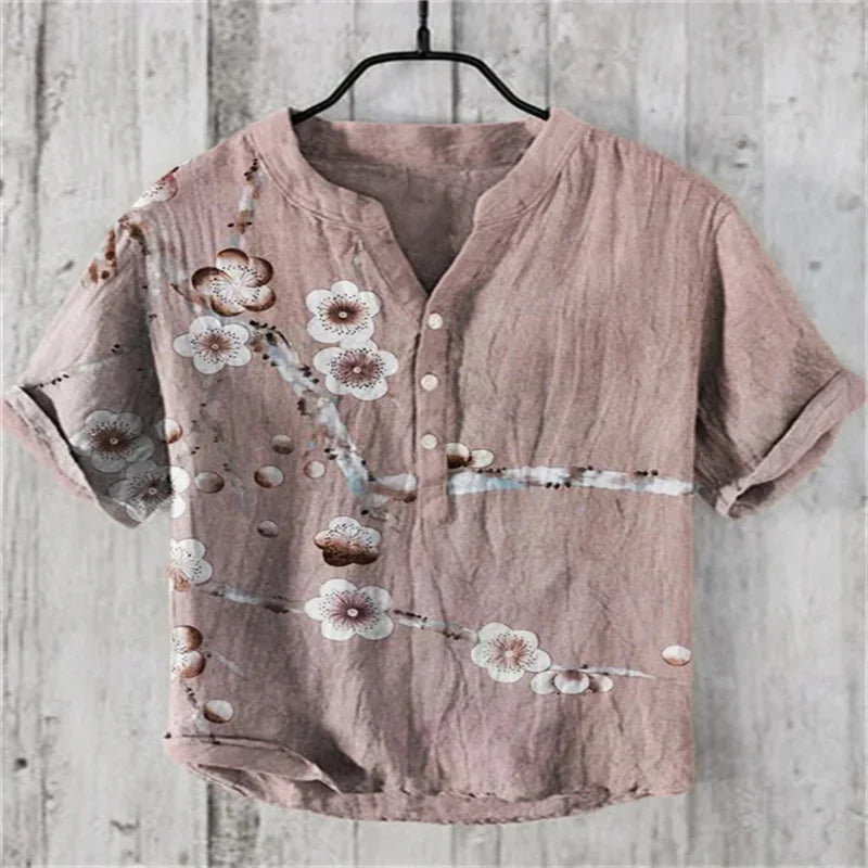 🖌️ The Zen Ink Artisan: Premium 2026 Men’s 3D Japanese Landscape Shirt – High-Definition Bamboo, Bird & Koi Ink-Wash Print, Breathable Wrinkle-Resistant Hybrid, and Sophisticated Henry V-Neck Casual Button-Down HTY912