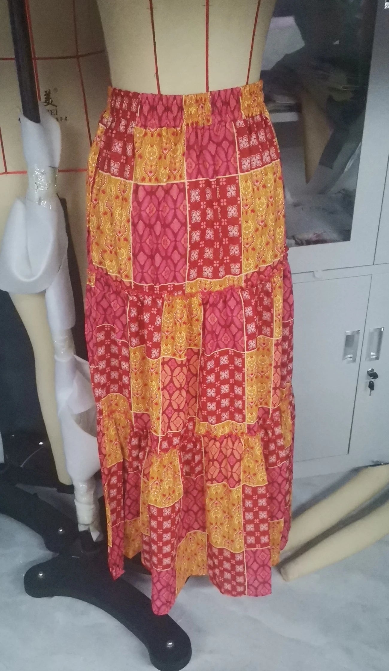 🛍️ Women’s Bohemian Drawstring Elastic High Waist A-Line Swing Long Skirt with Pockets