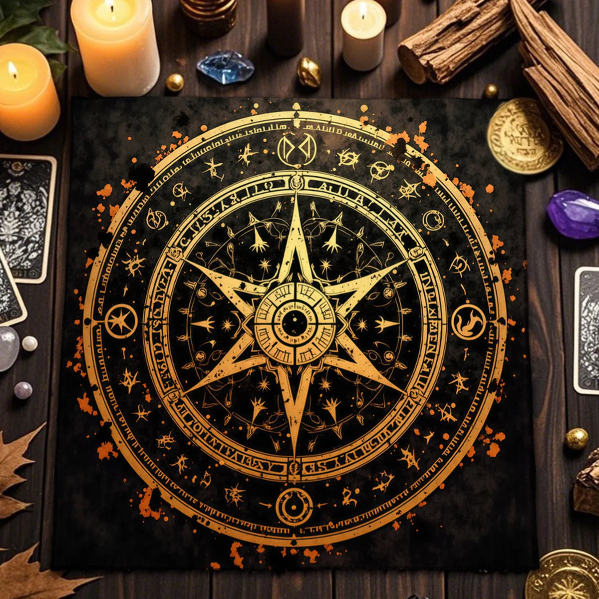 🃏 Creative Astrology Tarot Tablecloth – Altar Ritual Cloth & Party Decoration, A Perfect Gift for Tarot and Zodiac Enthusiasts TLB (951)