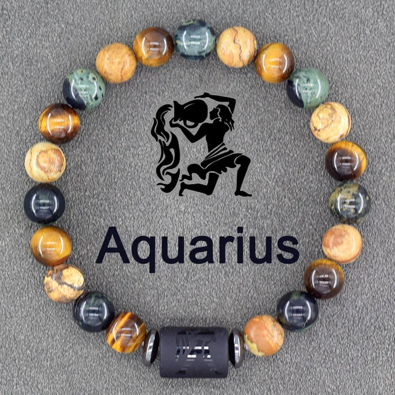✨ Zodiac Sign Bracelet Homme 12 Constellation Bangles – Adjustable Unisex Astrology Jewelry | Gemini, Virgo, Leo, Libra & More | Perfect Friendship Gift 2 8mm Beads